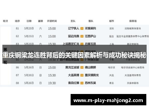 重庆铜梁龙连胜背后的关键因素解析与成功秘诀揭秘 重庆铜梁龙连胜背后的关键因素解析与成功秘诀揭秘